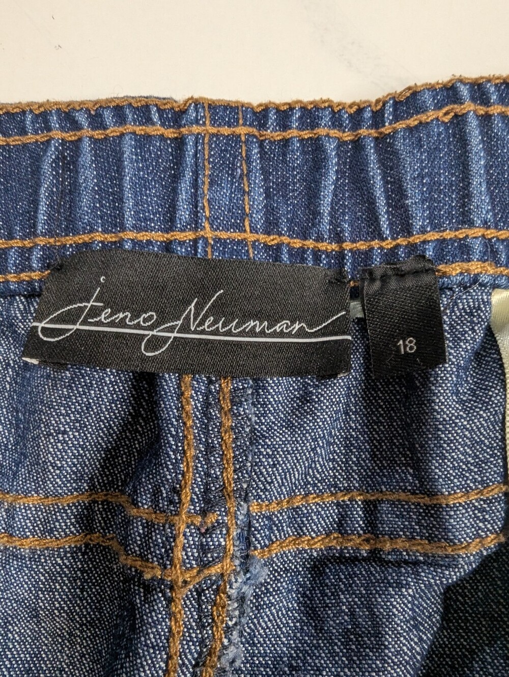 Jeno Neuman Blue Denim Pull On Pants Women's Size 18 Elastic Waist Comfort - Picture 6 of 9